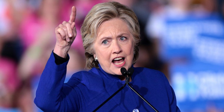 Hillary Clinton Pointing a Finger Up