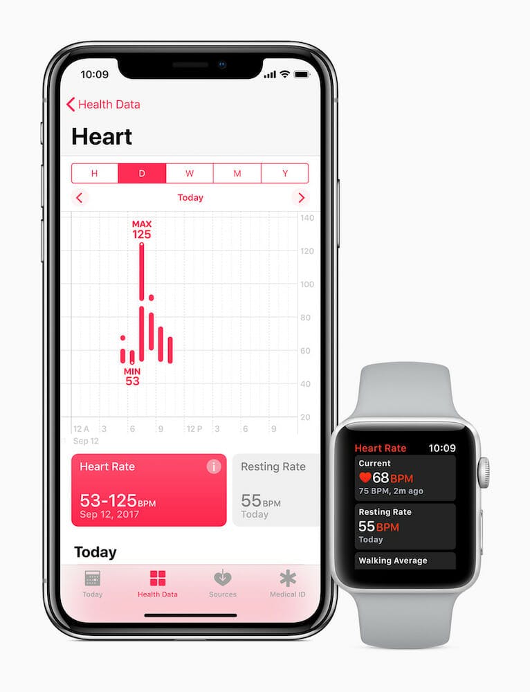 Apple Watch heart rate app on iPhone X