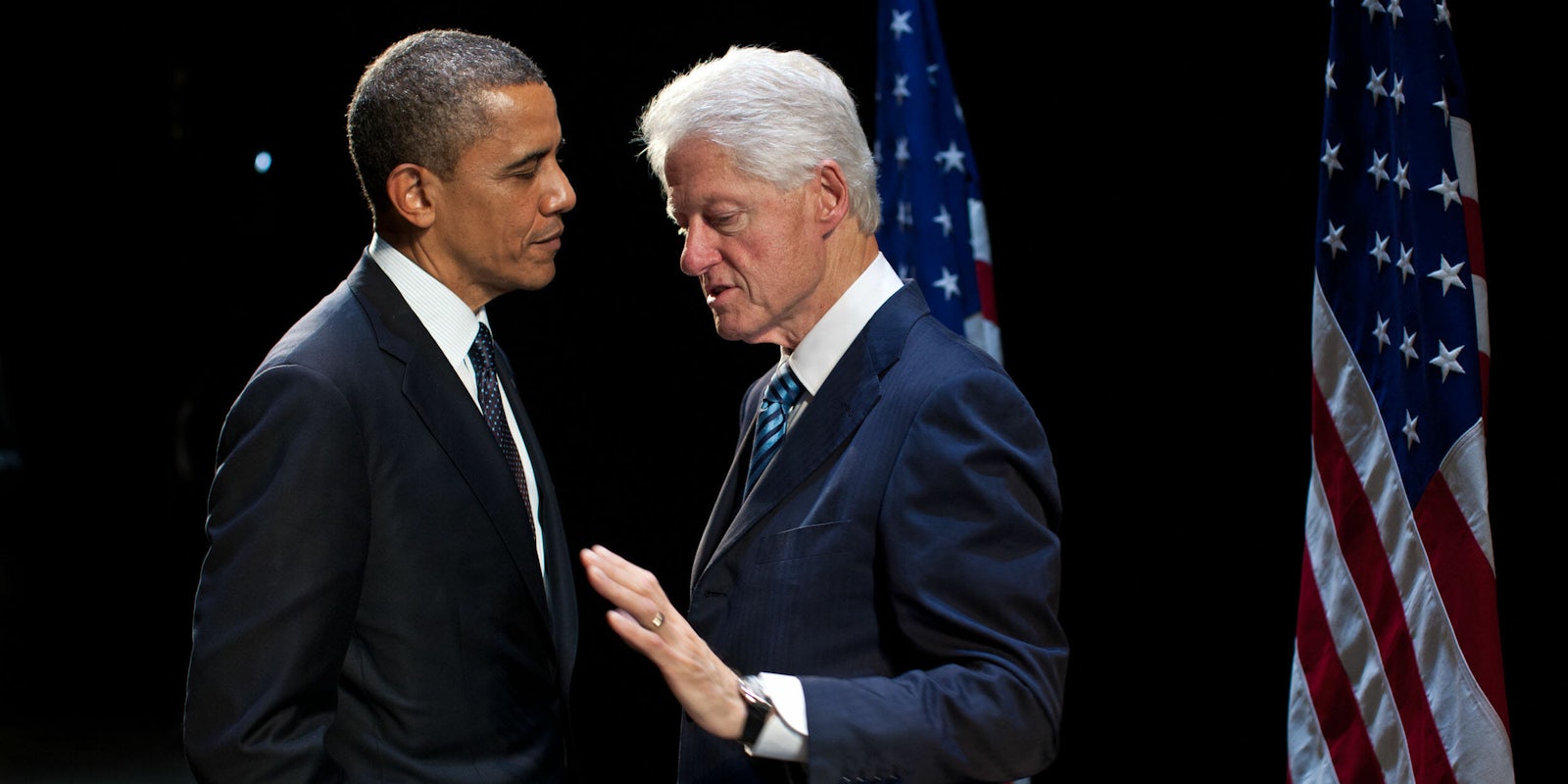 Former Presidents Barack Obama and Bill Clinton