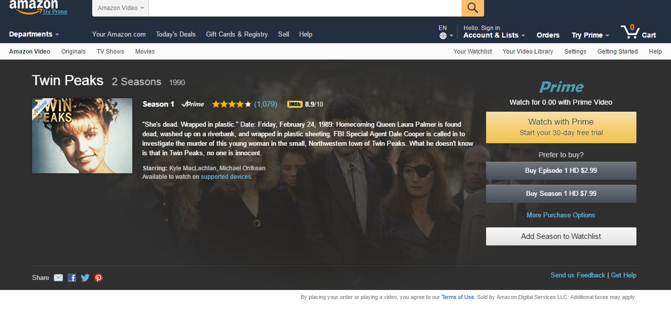 How to watch Twin Peaks on Amazon