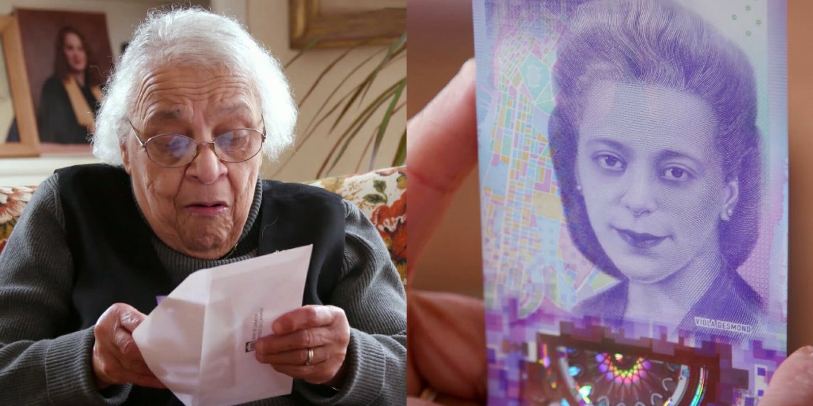 Viola Desmond's sister Wanda Robson sees Desmond on Canada's $10 note for the first time.