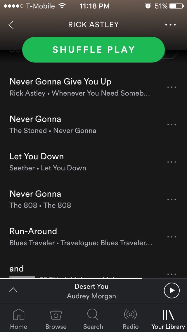 Rick rolled by a Spotify playlist - 9GAG