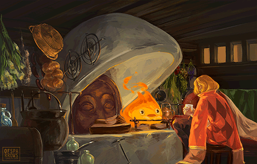 "I like to think that Howl and Calcifer just sat down and had tea and a chat once in a while. You would too if your fireplace were a sentient fire demon. It’s one of the perks."