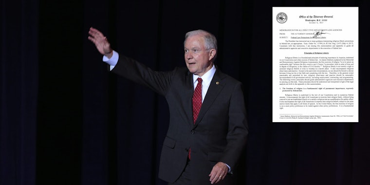 Attorney General Jeff Sessions released a 25-page memo late last week that offers “guidance” to federal agencies regarding religious liberty protections.