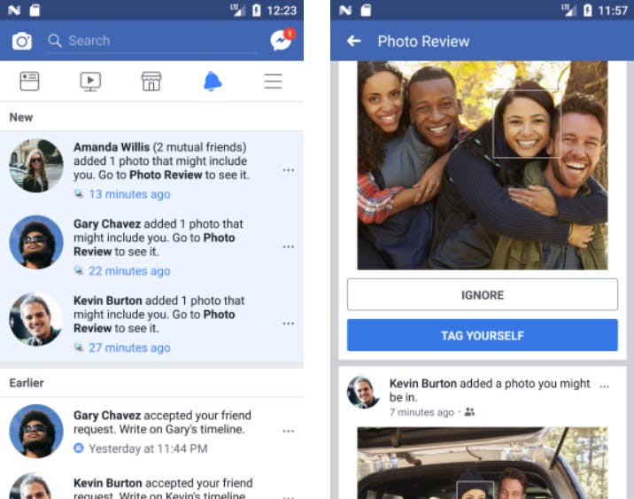 facebook facial recognition photo review