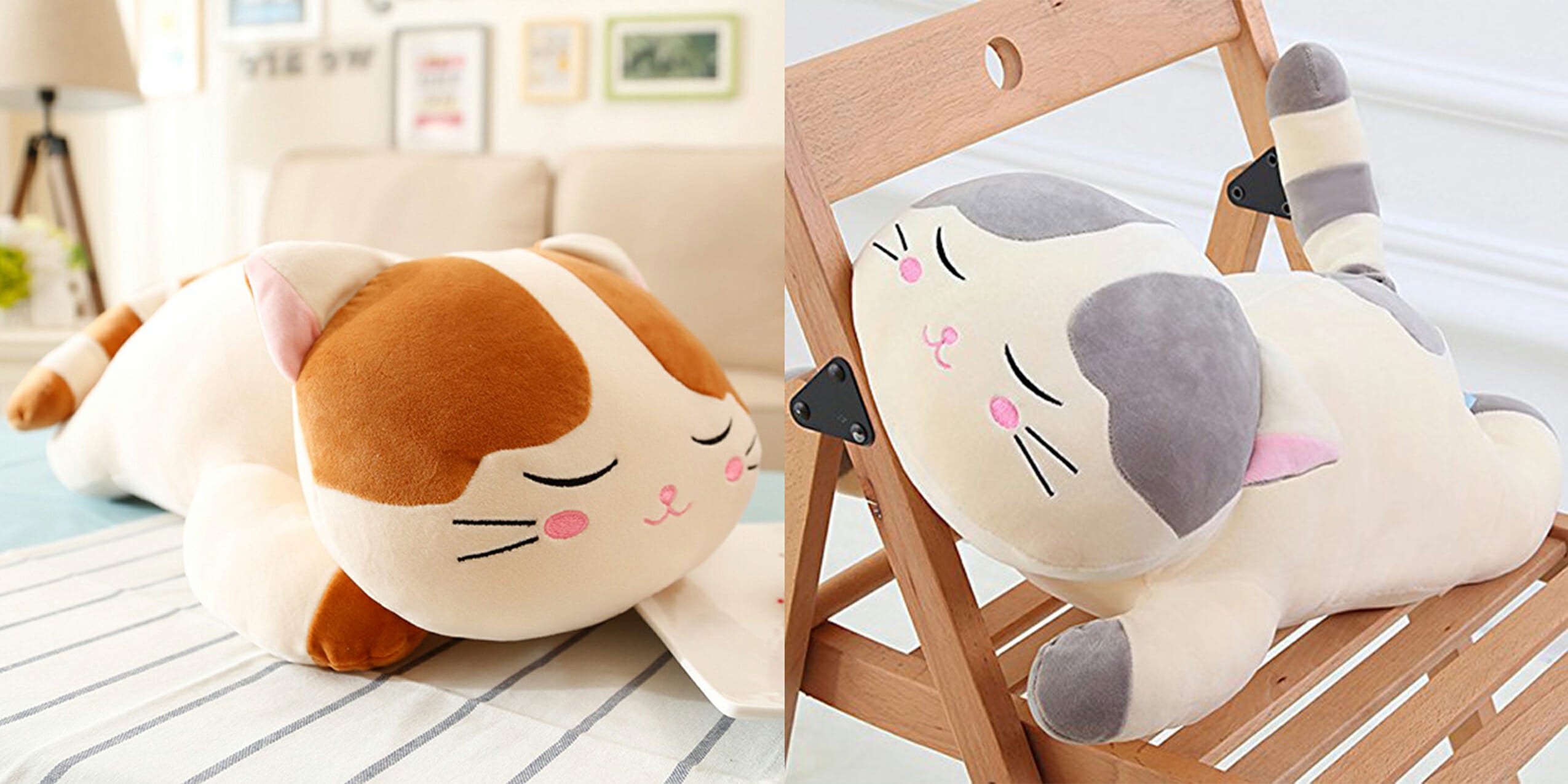 This kitty pillow is the most adorably cozy thing ever