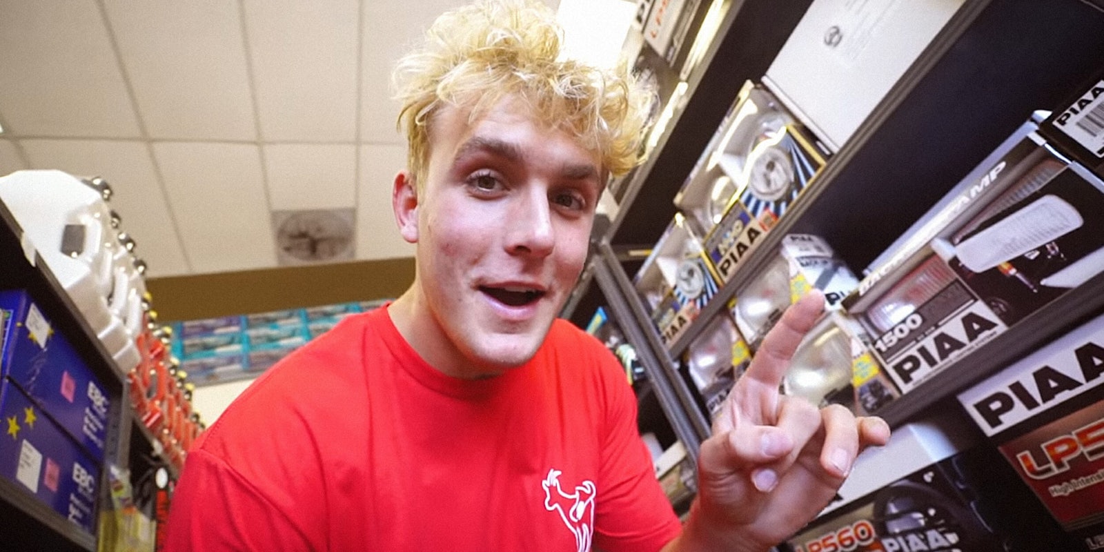 Jake Paul in a Houston car parts store