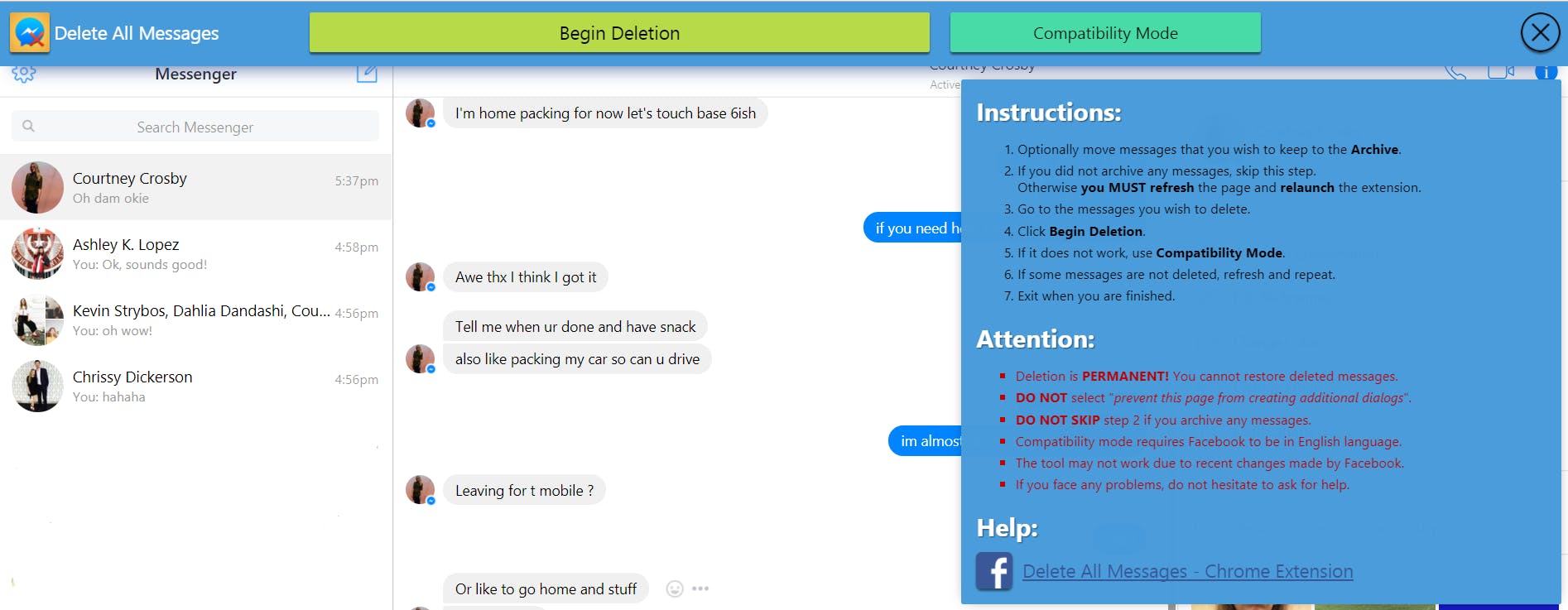 How to delete all Facebook messages
