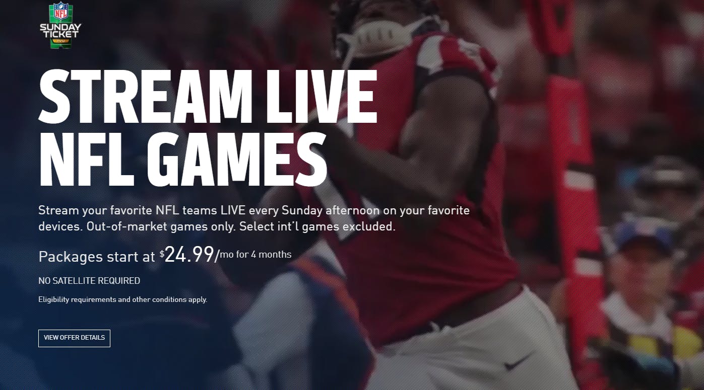 nfl sunday ticket streaming not eligible