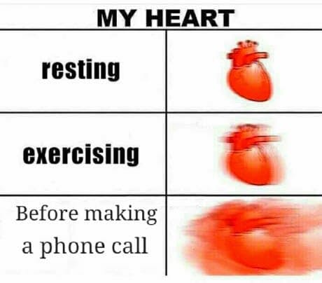 expanding heart meme before making a phone call