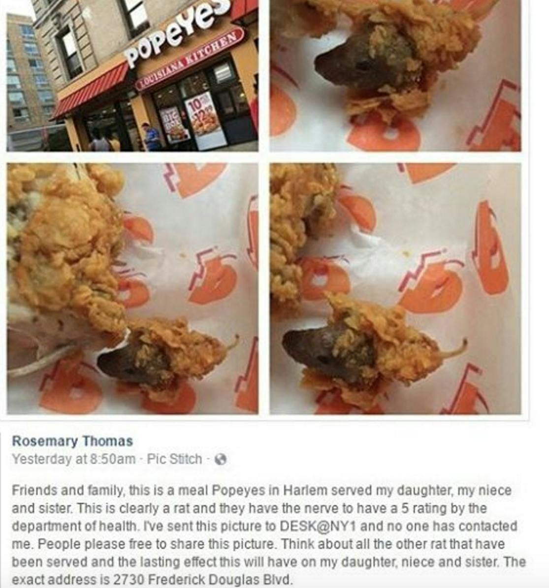 New York Woman Claims Popeyes Served Her A Fried Rat 0898