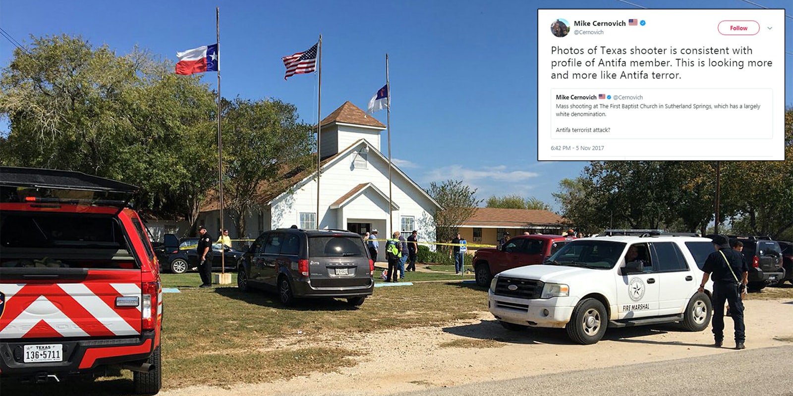 While there are still a number of unanswered questions about the shooting in Sutherland Springs, Tx. on Sunday that left 26 people dead–including eight members of one family–that hasn’t stopped far-right personalities from speculating about the motivations of Devin P. Kelley, 26, who authorities say carried out the attack.