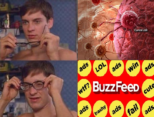 peter parker sees buzzfeed is cancer