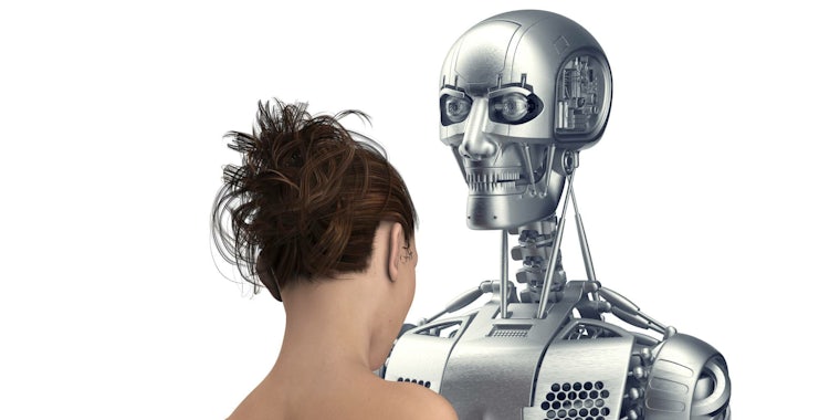 Robot with naked woman