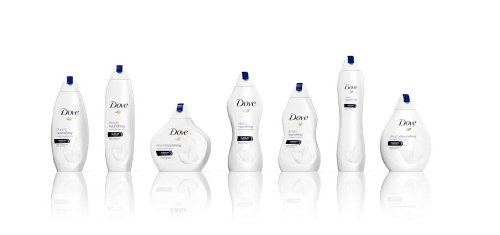 dove bottles in body shapes