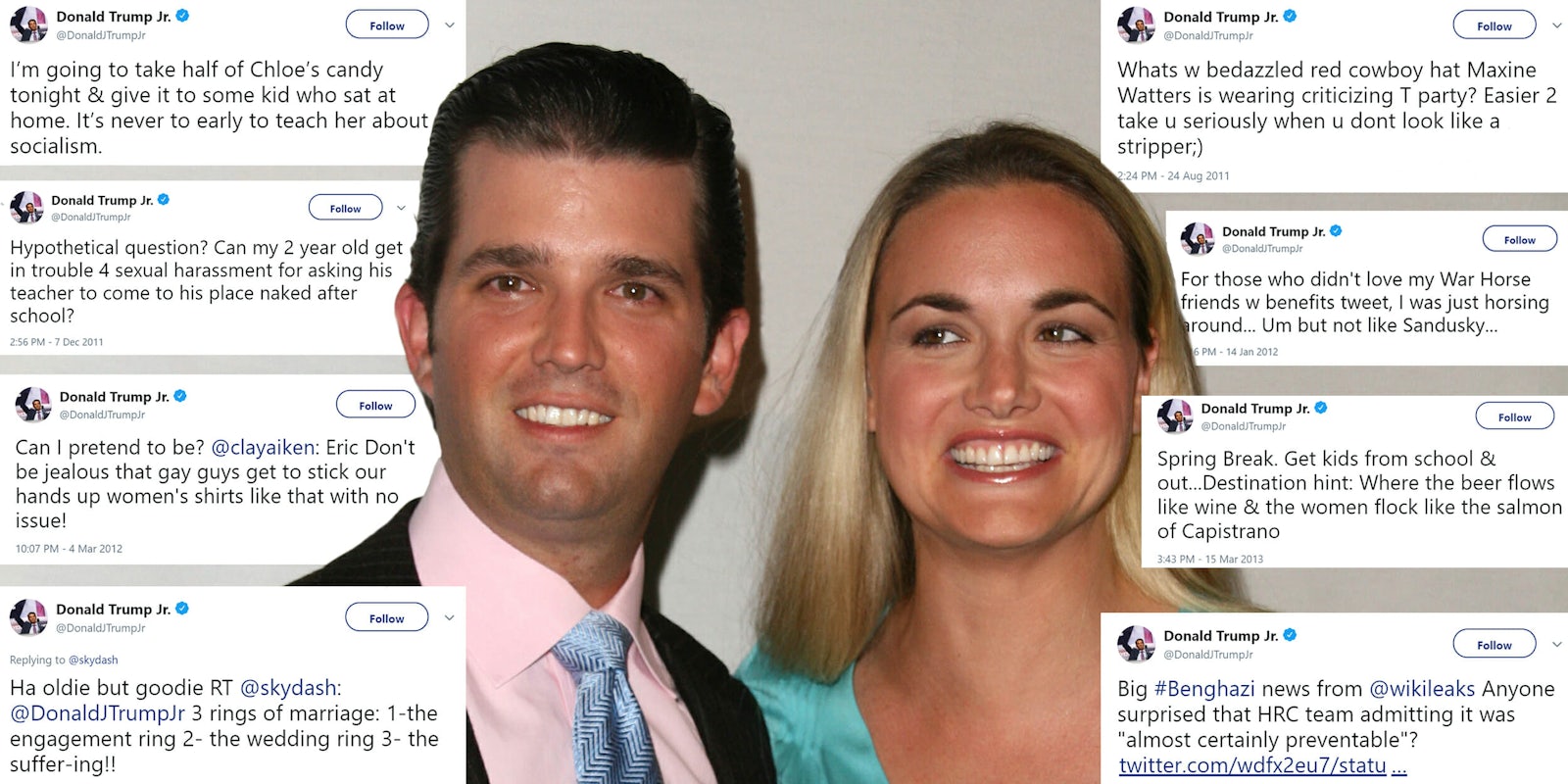Vanessa and Donald Trump Jr surrounded by his tweets