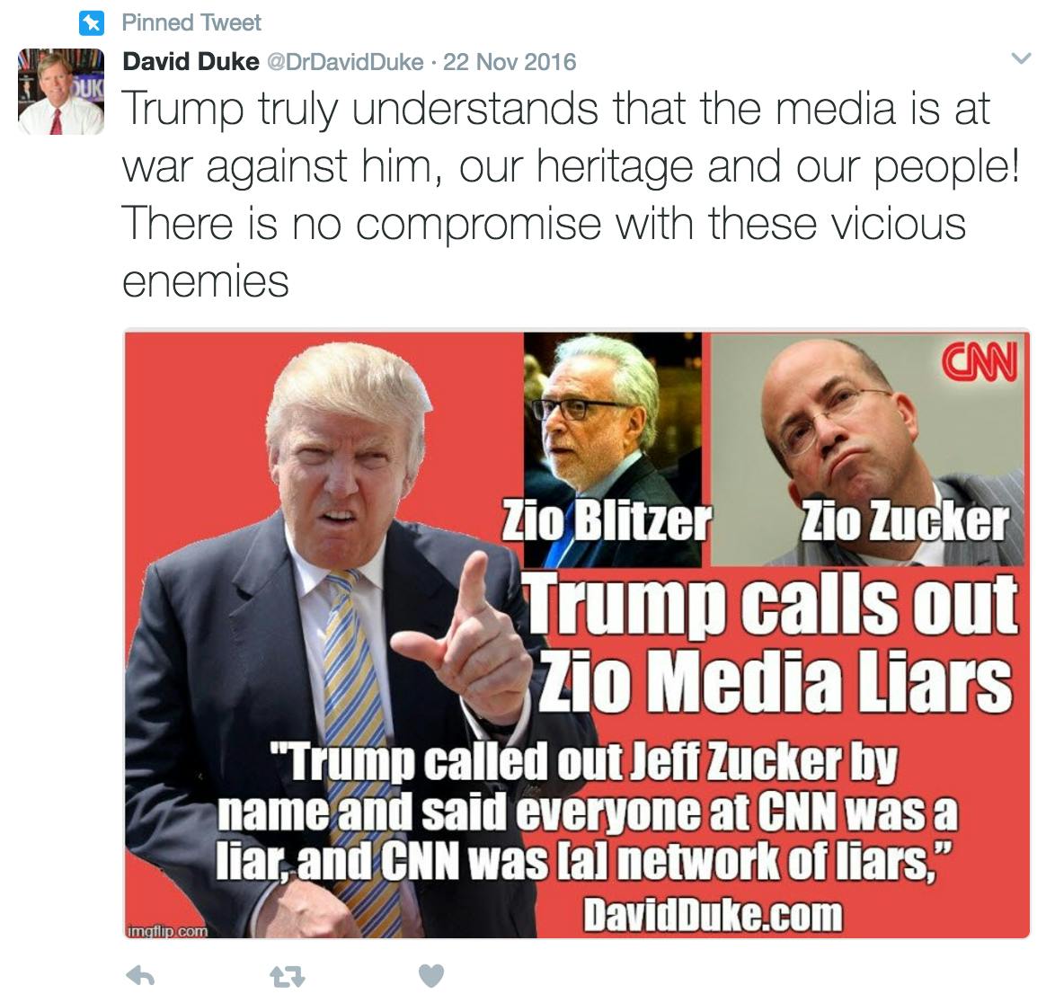 David Duke Pinned Trump Tweet
