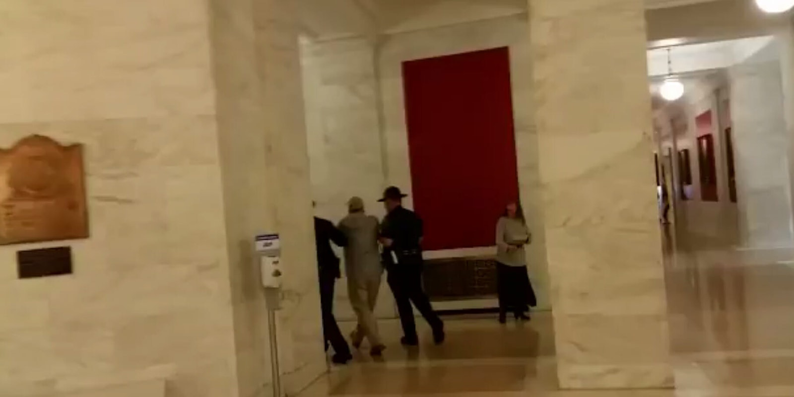 A screen grab of a video reportedly of Heyman's arrest.
