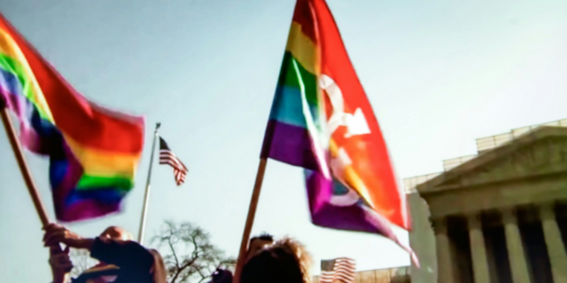 LGBTQ Protest Flags Waving in Washington DC