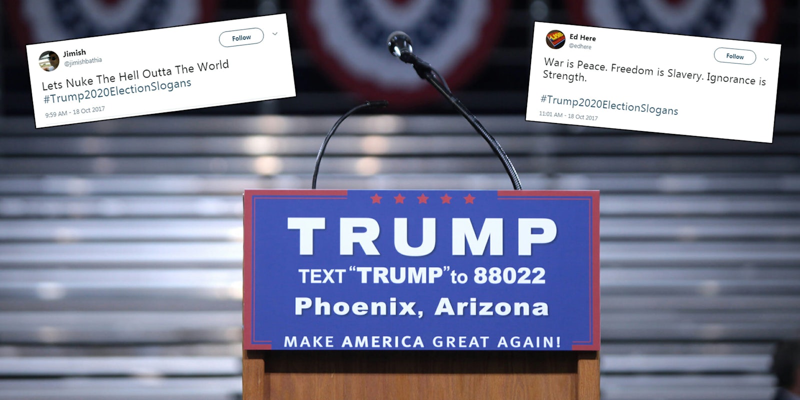 #Trump2020ElectionSlogans is trending on Twitter.