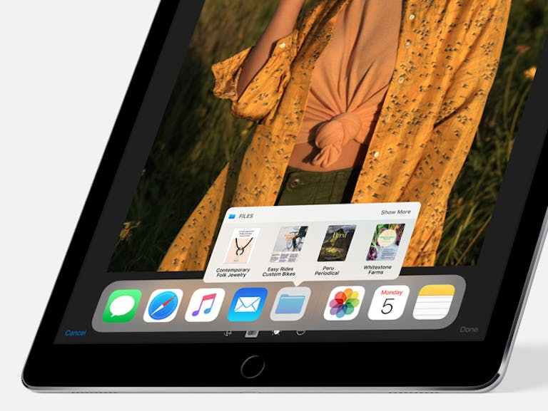ios 11 features : Close up of the dock in iOS 11 on iPad