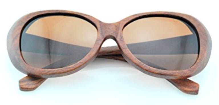wooden wide frame lens sunglasses
