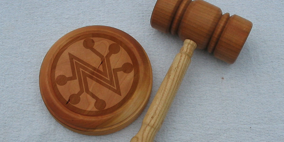 Net Neutrality logo on gavel