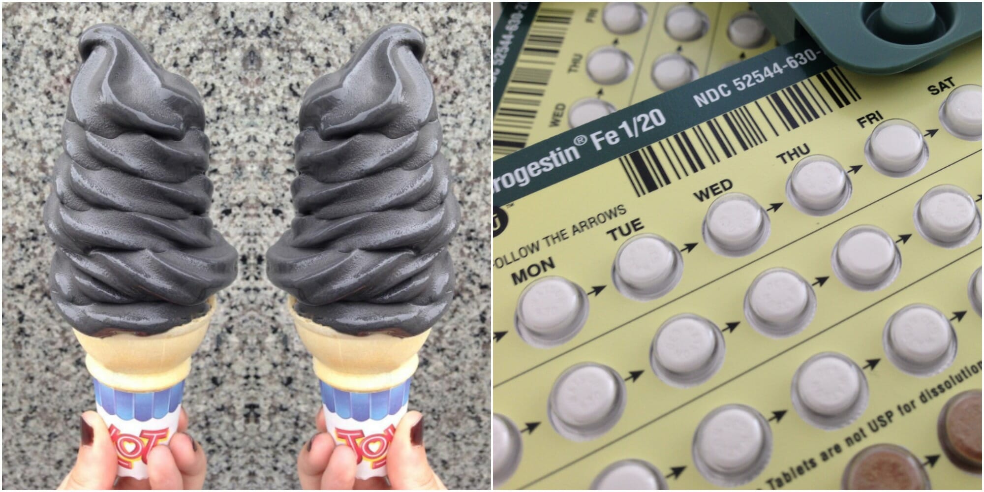 black ice cream birth control pill charcoal