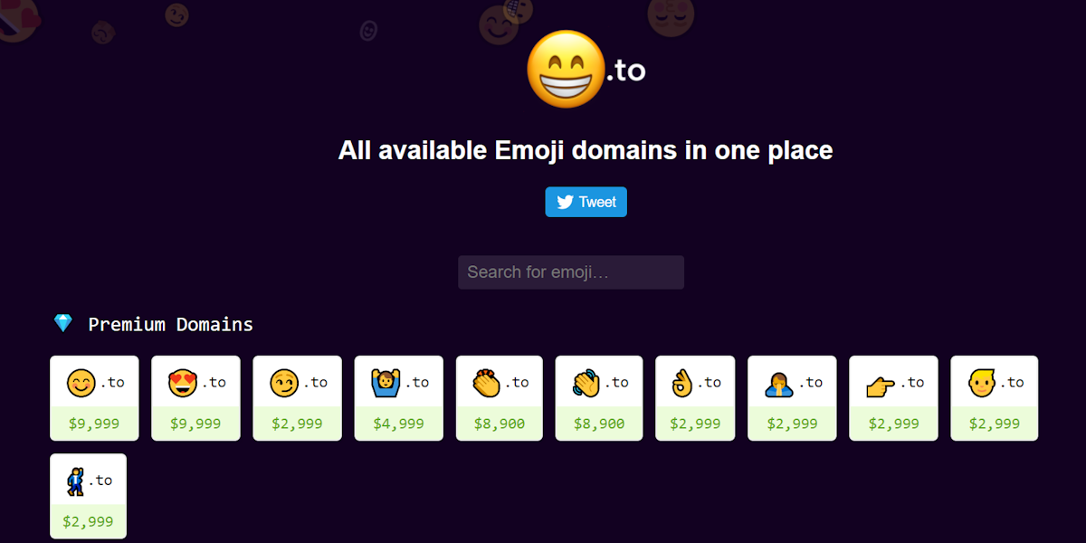 emoji domains site cost