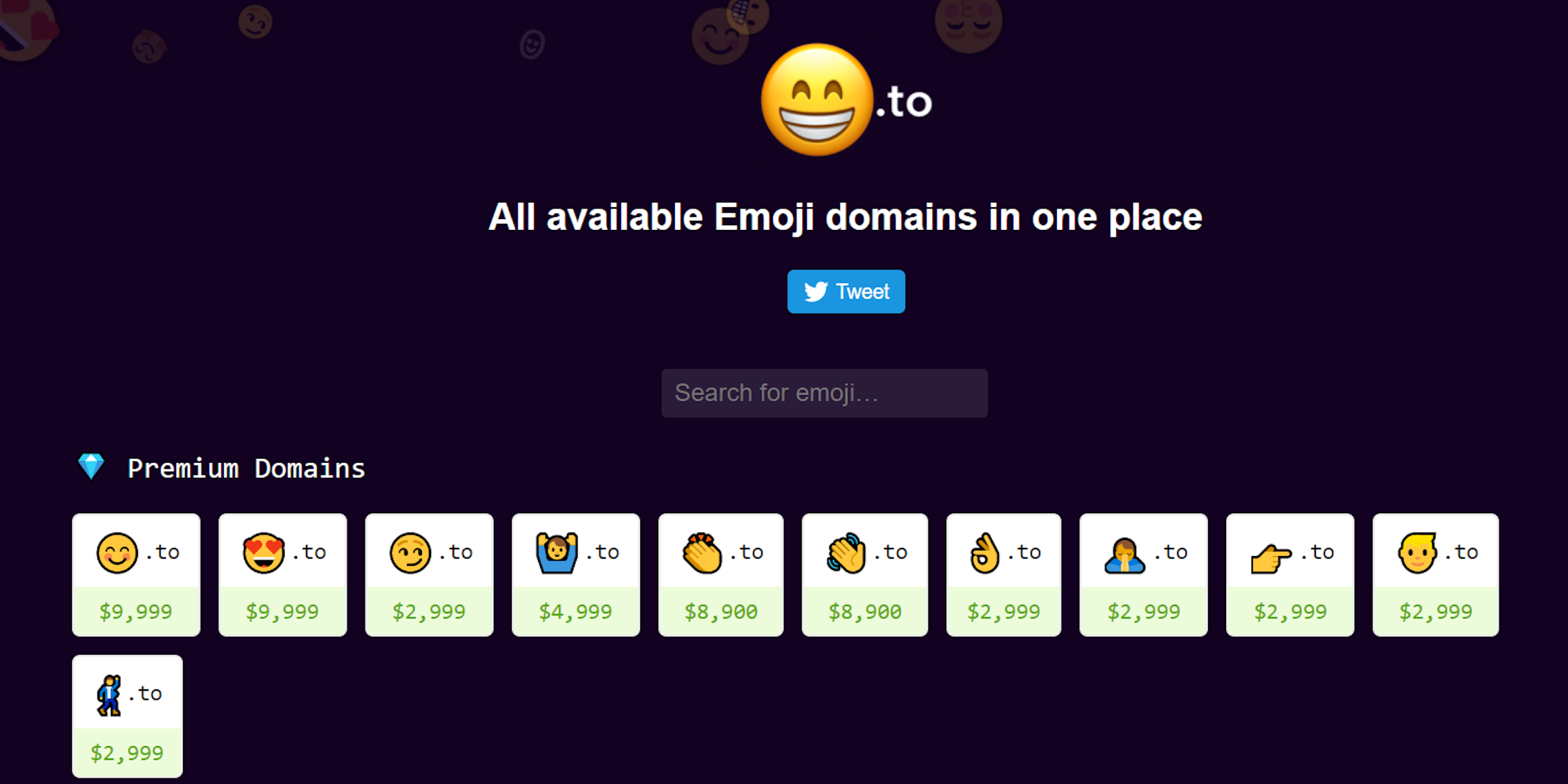 emoji domains site cost