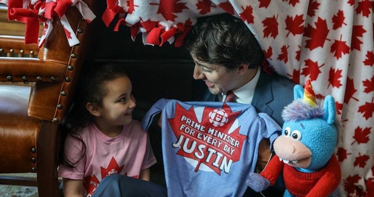 justin trudeau builds blanket fort with kid