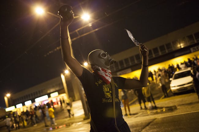 Ferguson protest at night