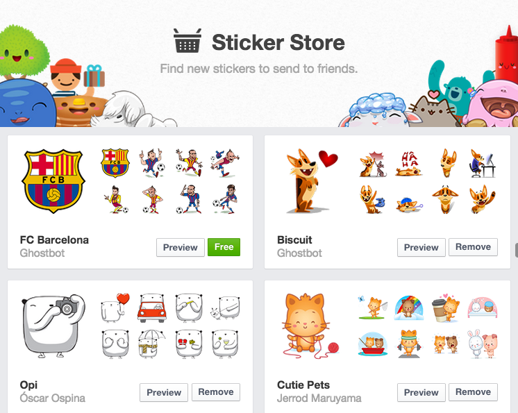 facebook messenger stickers