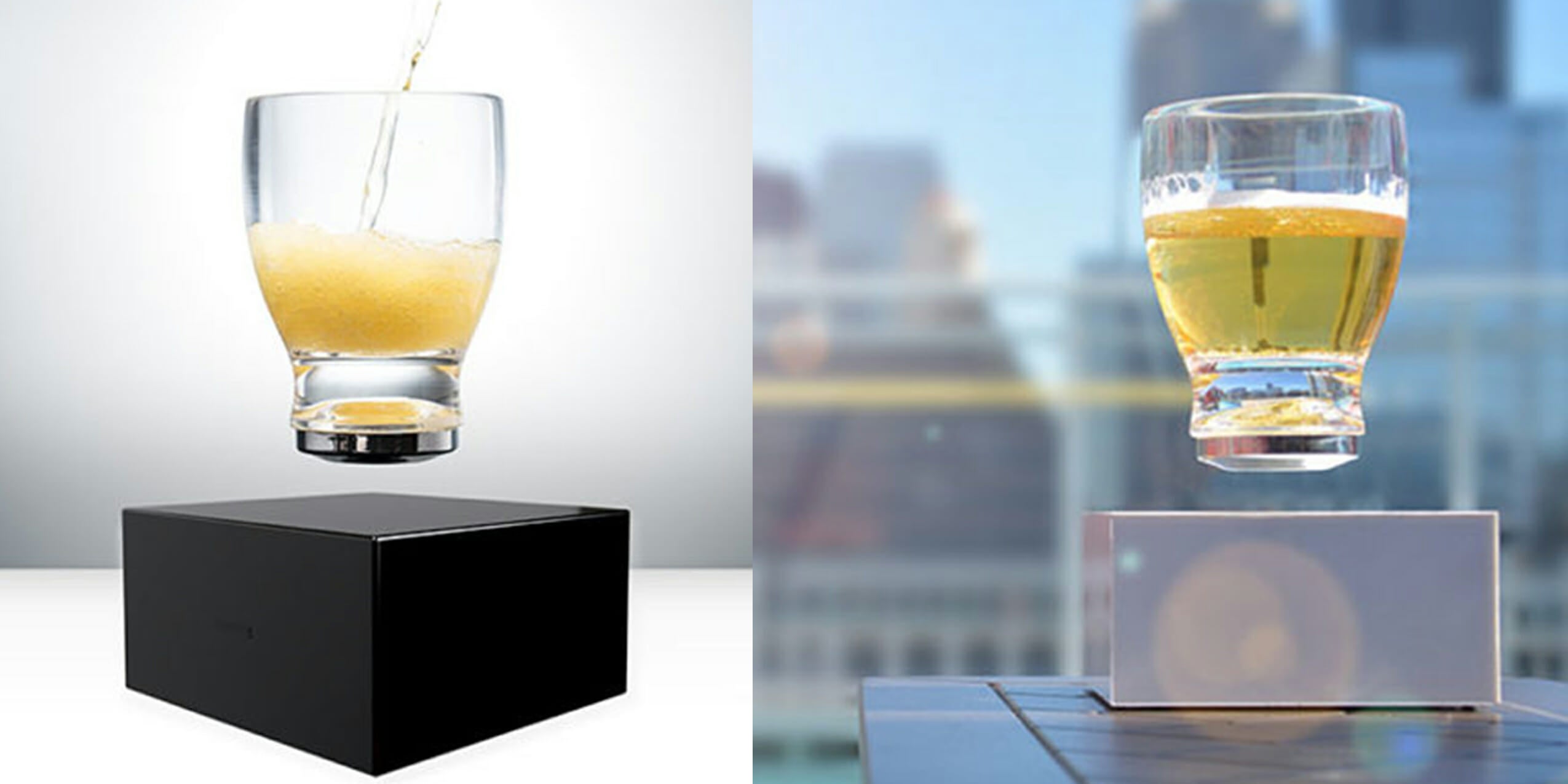 Make any holiday party a hit with this levitating beer glass