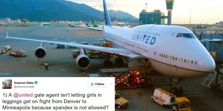 United Airlines gender leggings