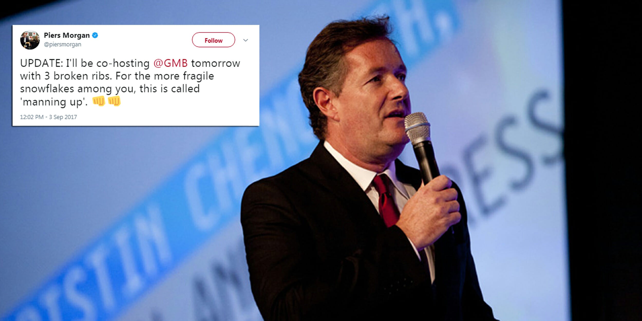 Piers Morgan's Tweet About 'Manning Up' Goes Predictably Awry
