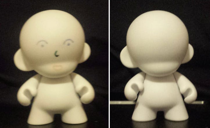Munny with markers (left) and Munny after markers wiped off (right).