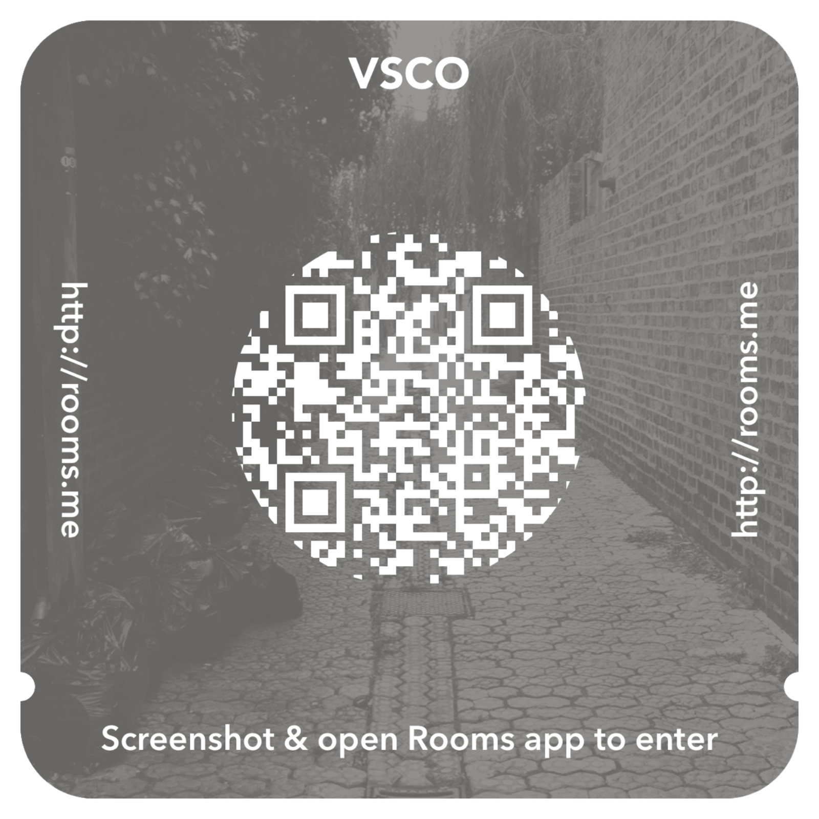A screenshot of a QR code for the VSCO Cam room on Facebook