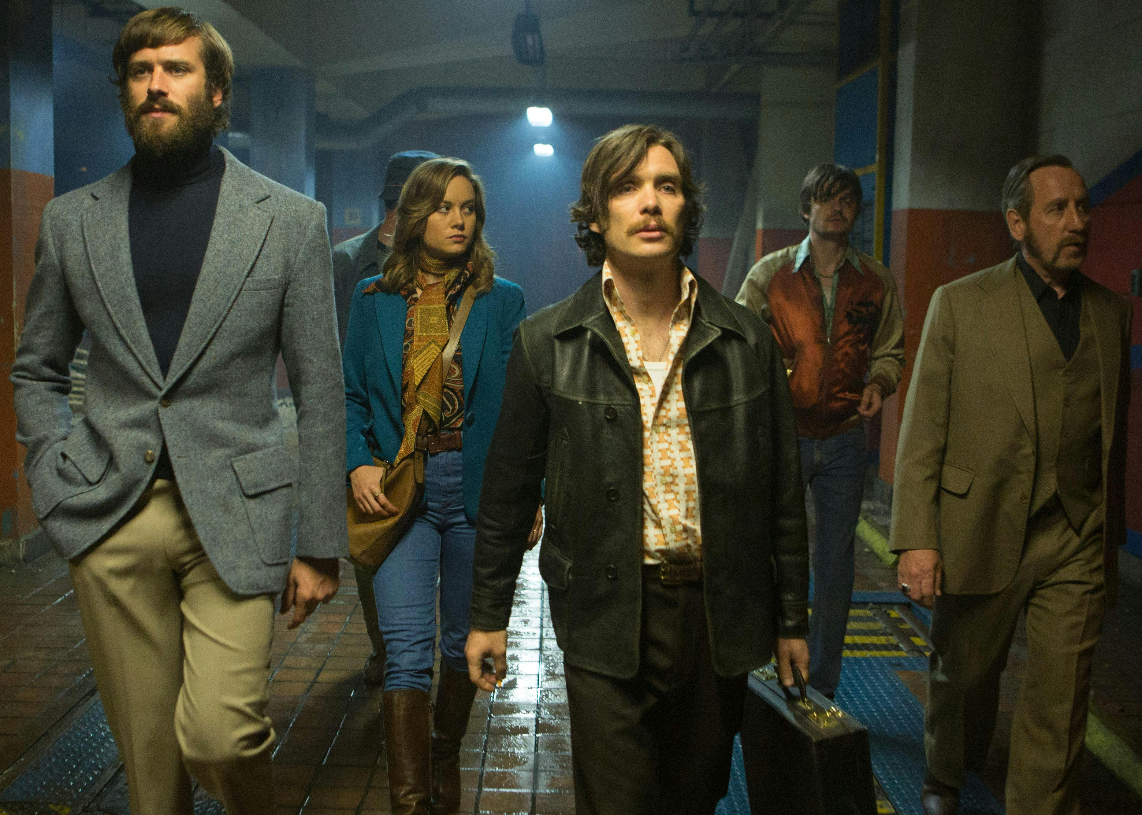 A still image featuring Armie Hammer, Brie Larson, Cillian Murphy, Sam Riley, and Micheal Smiley from the SXSW film 