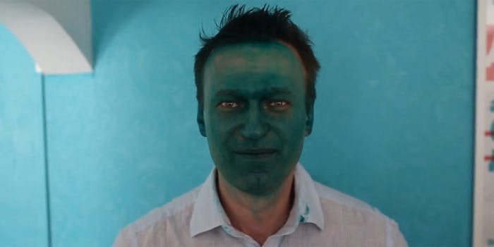 Alexey Navalny with paint-stained face