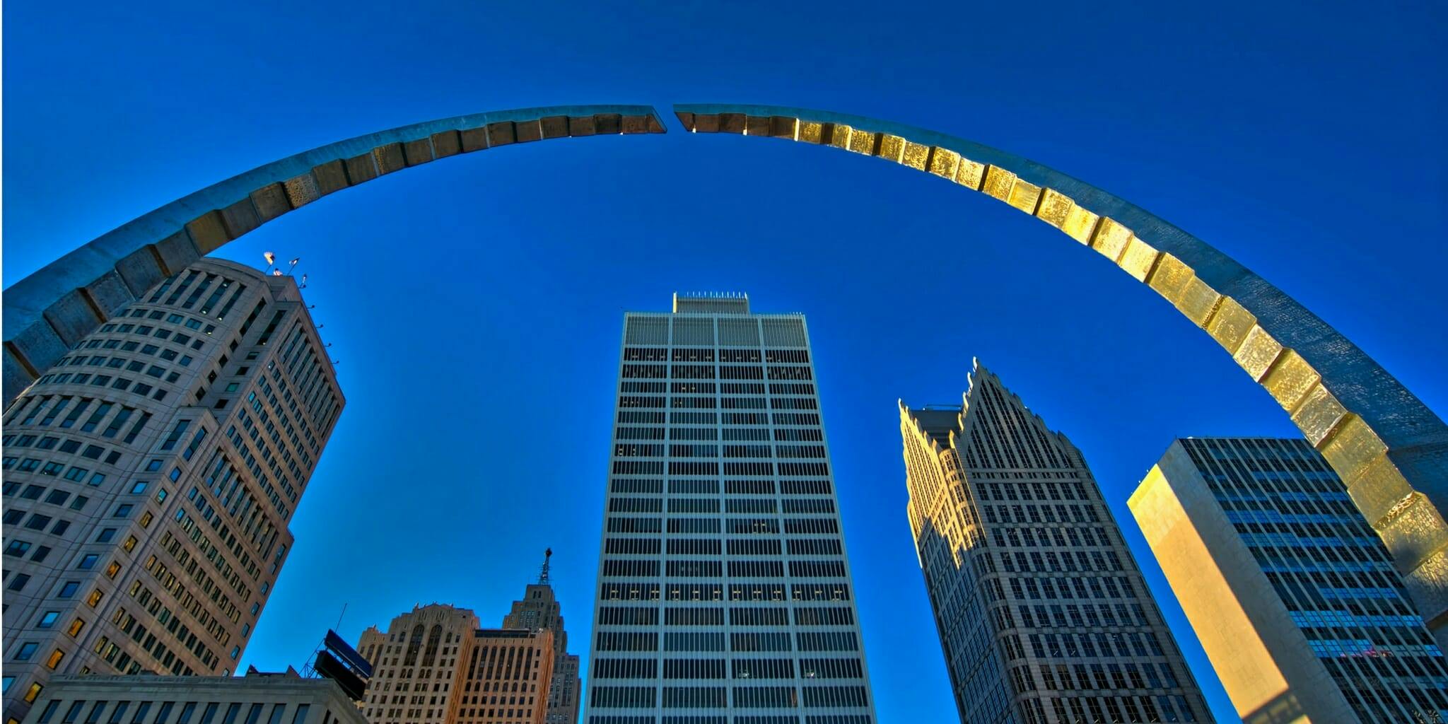 The Hart Plaza Arch in Detroit Michigan
