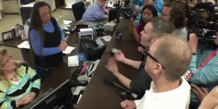 A man denied a same-sex marriage license by Kim Davis is now running as her opponent.