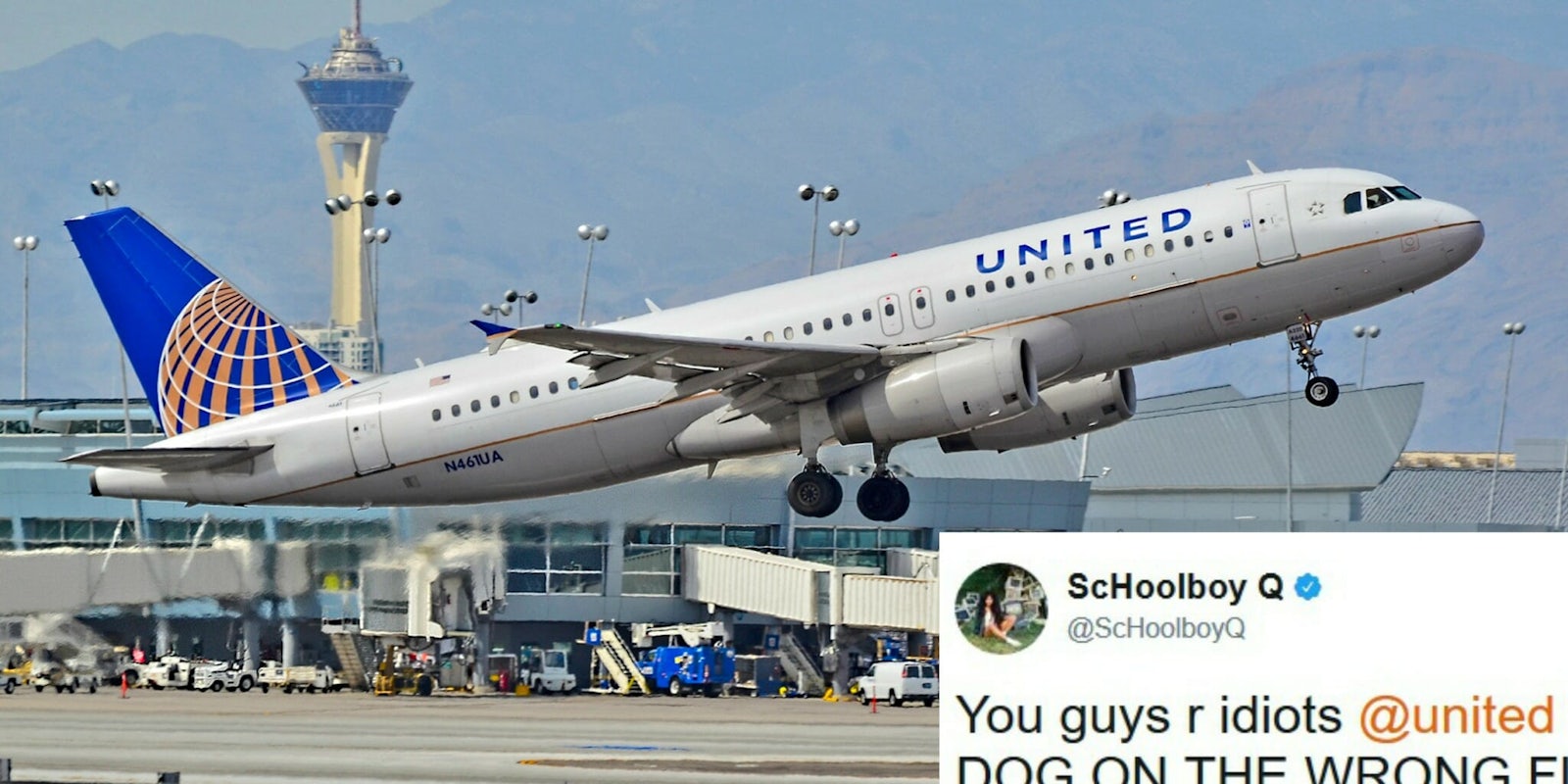 Schoolboy Q United Airlines lost dog