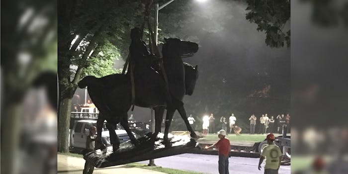 A Confederate statue in Baltimore is removed overnight