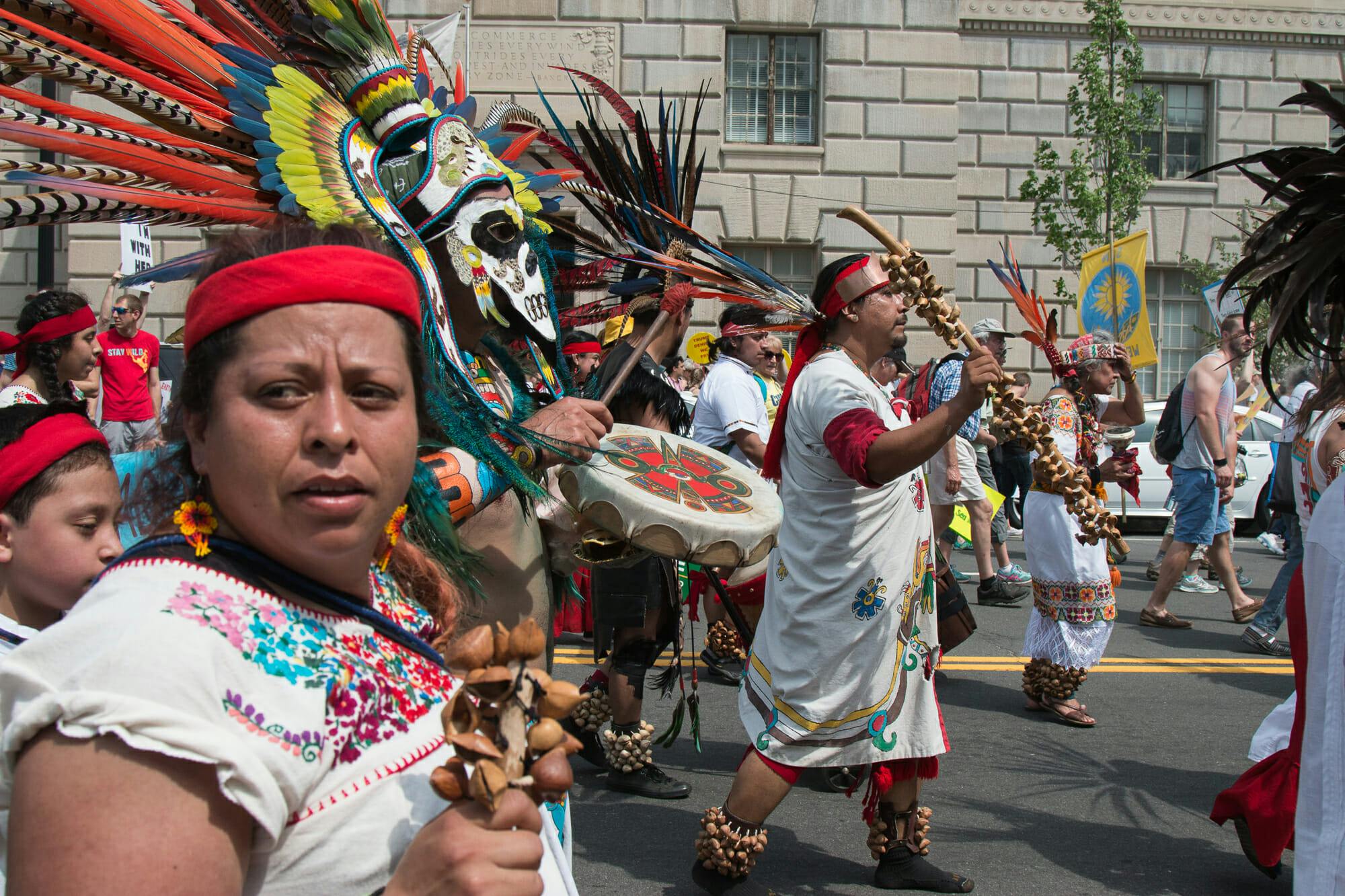 Members of Aztec Nation at the Peoples Climate March