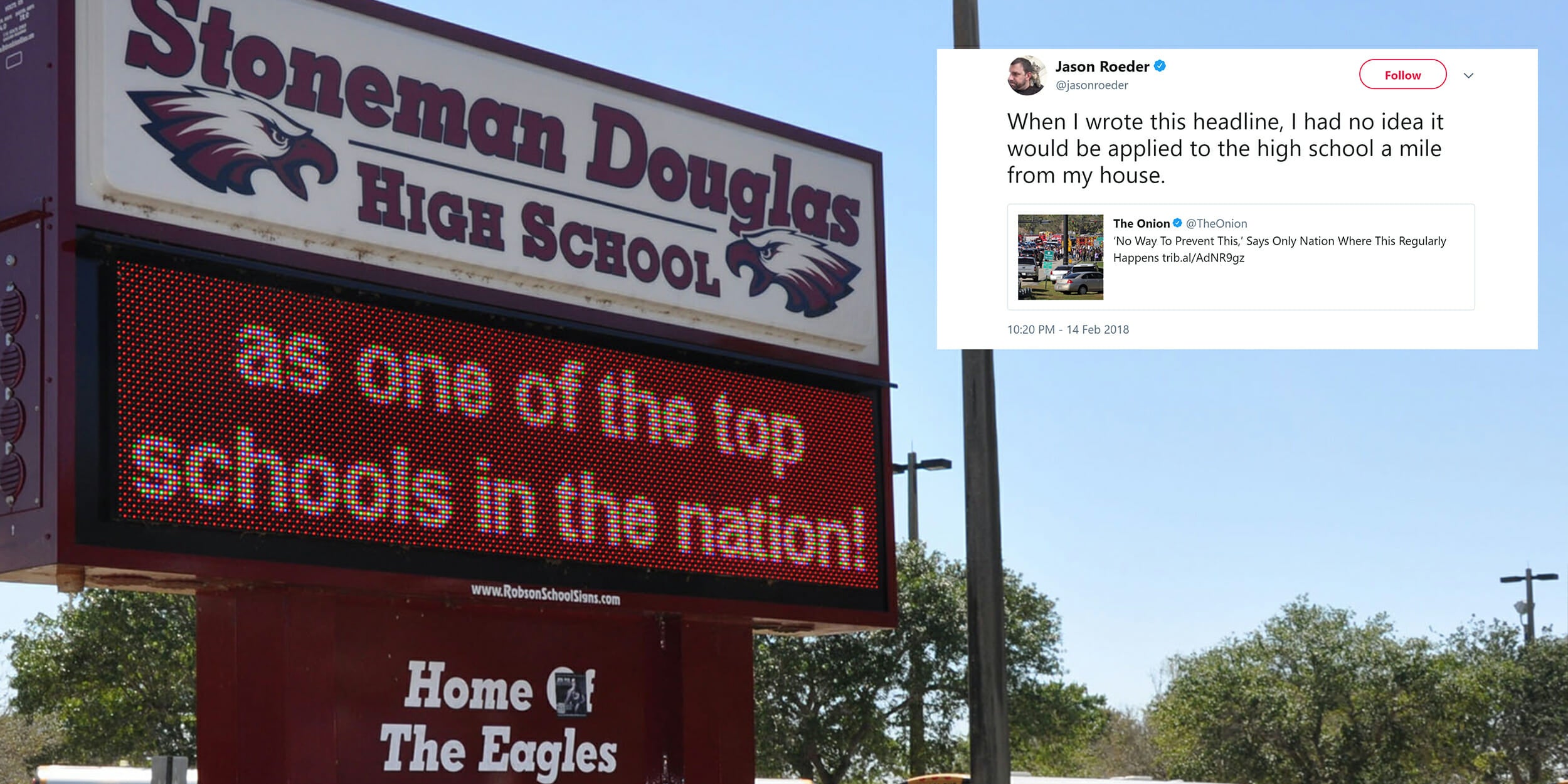 Man Who Wrote Onion Mass Shooting Headline Lives Near Parkland Shooting