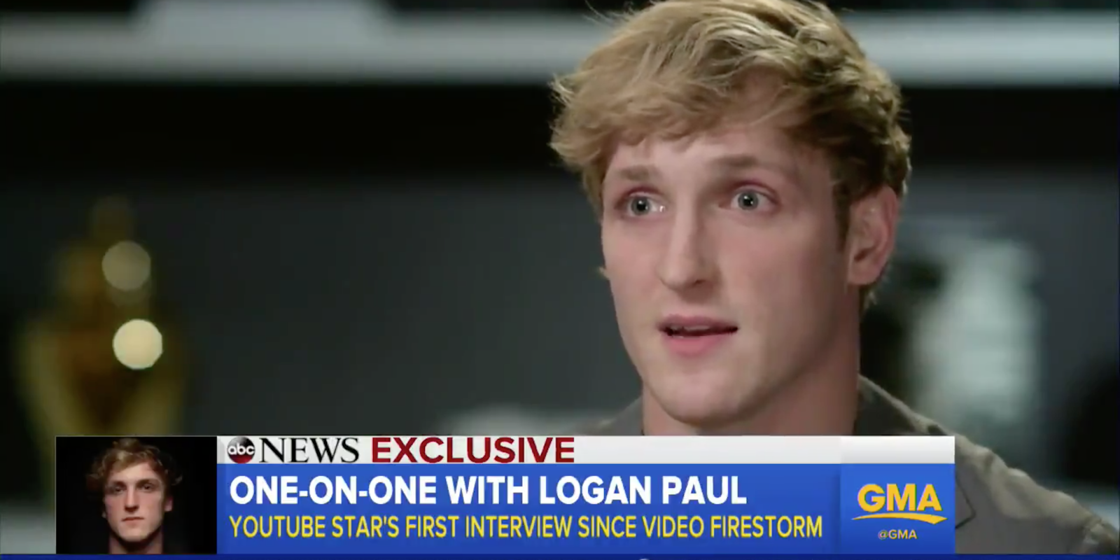 Logan Paul makes a serious face on Good Morning America