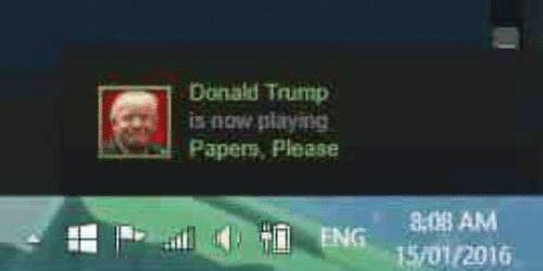donald trump is now playing papers please meme