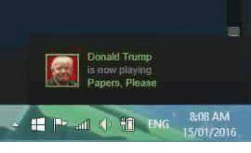 donald trump is now playing papers please meme