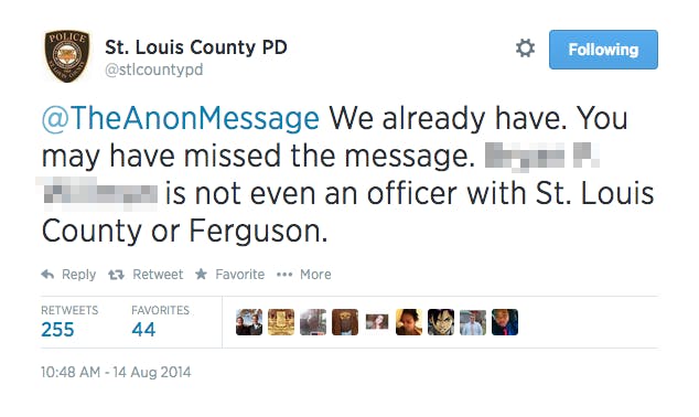 St. Louis County Police Department tweet